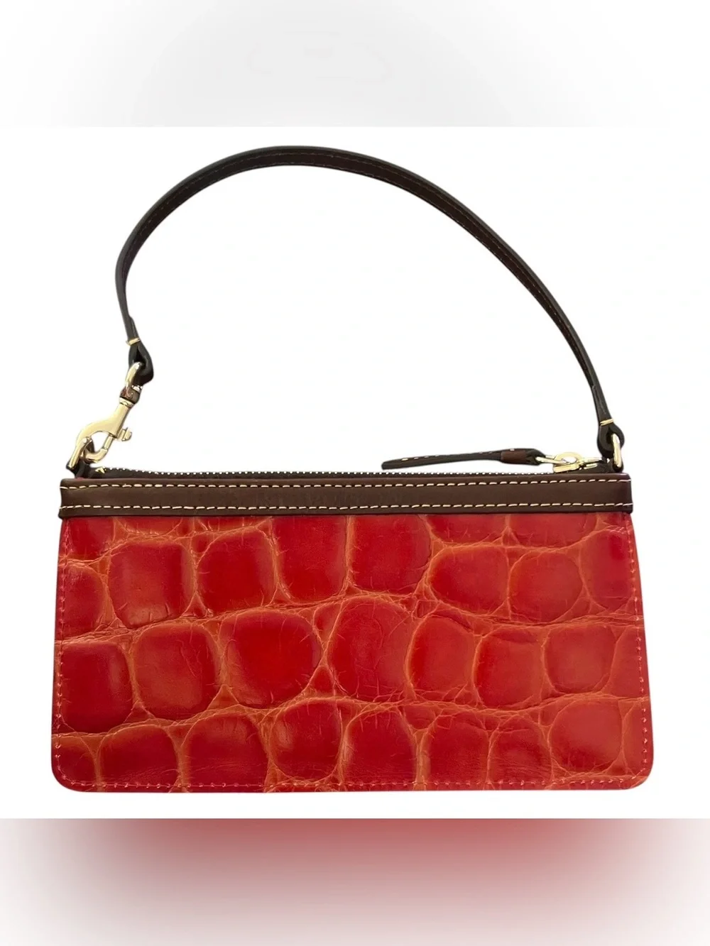 Dooney & Bourke Croc-embossed Leather Zip Wristlet, In Red